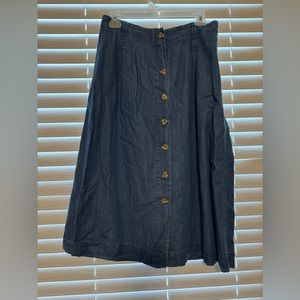 Denim button down midi skirt